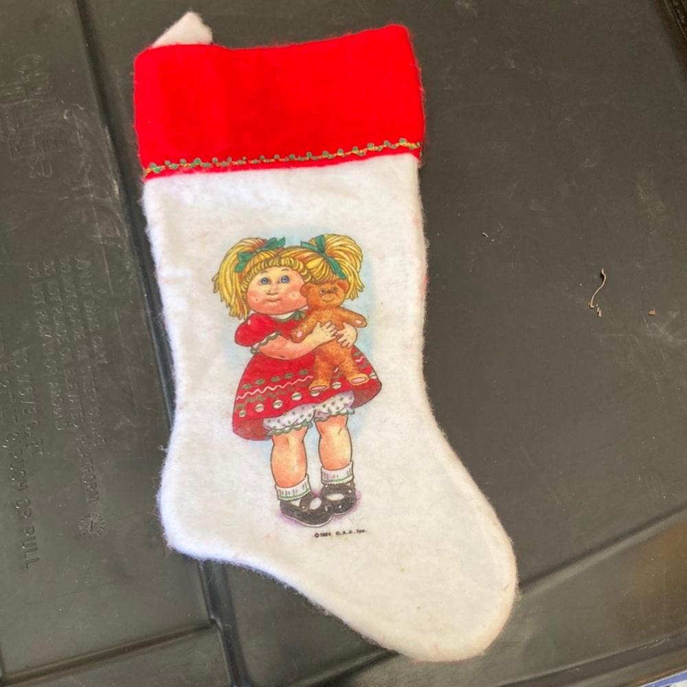 Vintage Christmas Stocking with Cabbage Patch Doll Design